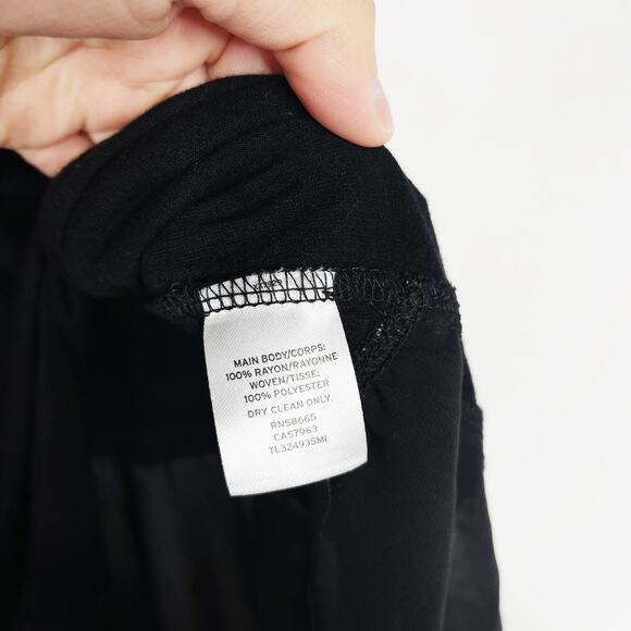 Leith XSmall XS Black High Low Hem Mixed Media Tank Top Crew Neck Sleeveless - Picture 8 of 8